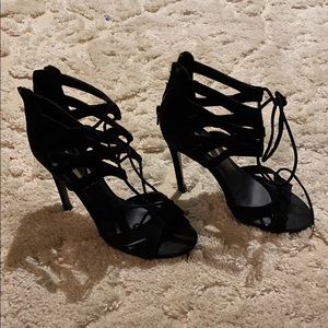 Black Suede Lace Up Heels